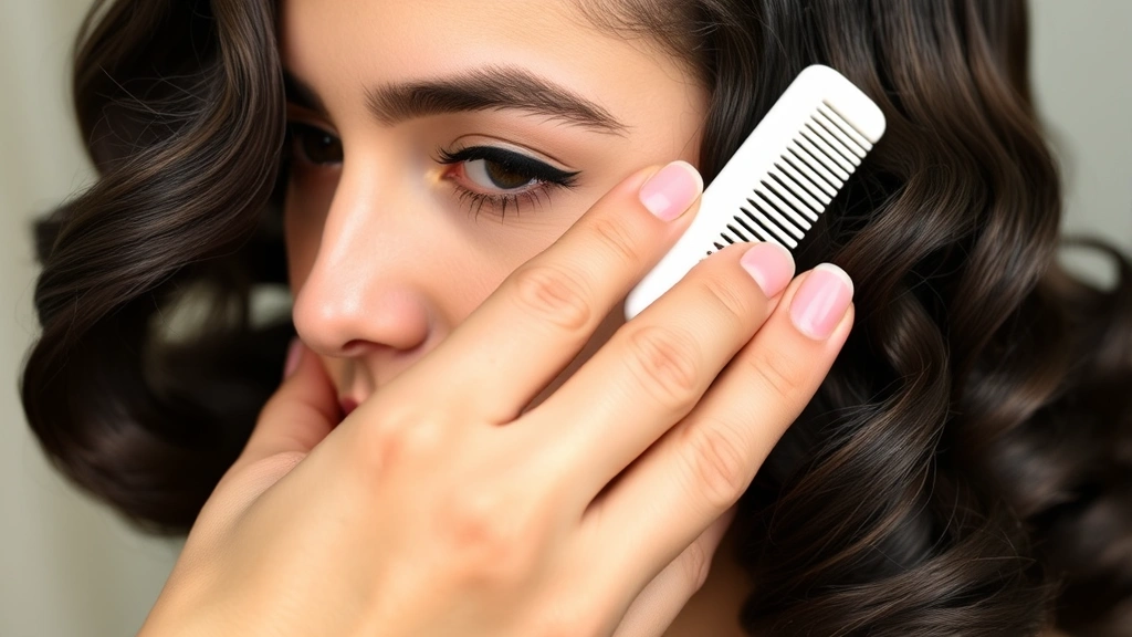 Professional finger wave demonstration on dark hair with visible S-shaped wave patterns, fine-tooth comb and setting lotion visible, showcasing the glamorous Old Hollywood aesthetic