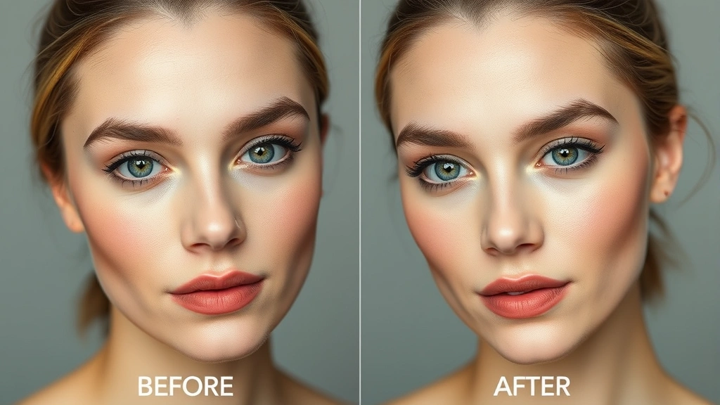 Before and after comparison showing matte finish makeup on oily skin type, highlighting oil control and long-wear performance throughout day