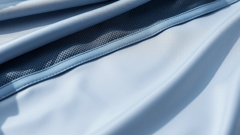 Close-up of high-quality costume fabric showing seam construction and mesh details, natural lighting highlighting texture and material quality, flat lay arrangement