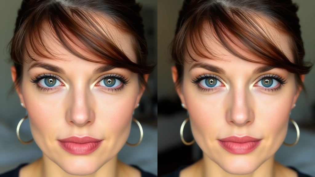 Before-and-after split-screen showing pronounced dark circles on one side and the same face with expertly applied concealer, color correction, and proper setting on the other side, demonstrating dramatic transformation