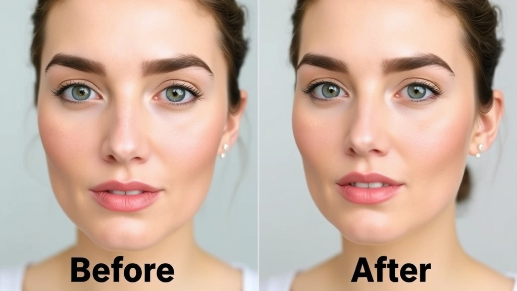 Before and after comparison showing oily skin with excess shine transformed to a perfectly matte, flawless foundation finish that lasts throughout the day