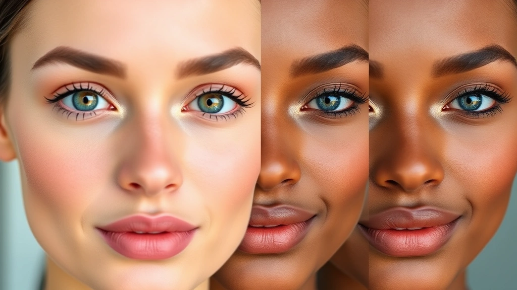 Finished makeup look showing flawlessly concealed dark circles on diverse skin tones, bright and refreshed under-eye area, natural daylight, multiple models