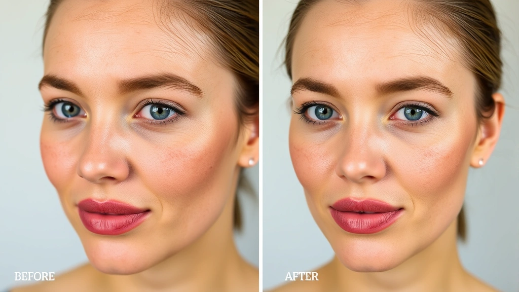 Before and after comparison showing oily skin with visible shine transformed by matte foundation application, highlighting the dramatic difference in complexion appearance
