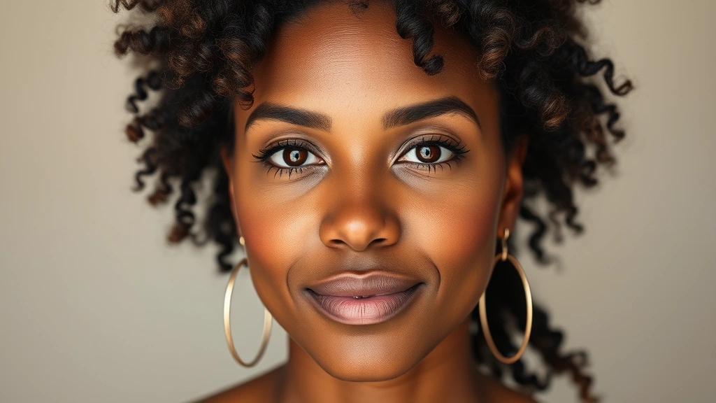 Wide shot of diverse woman with oily complexion displaying perfectly set foundation with matte finish, no shine visible on T-zone, wearing neutral makeup with natural skin texture visible