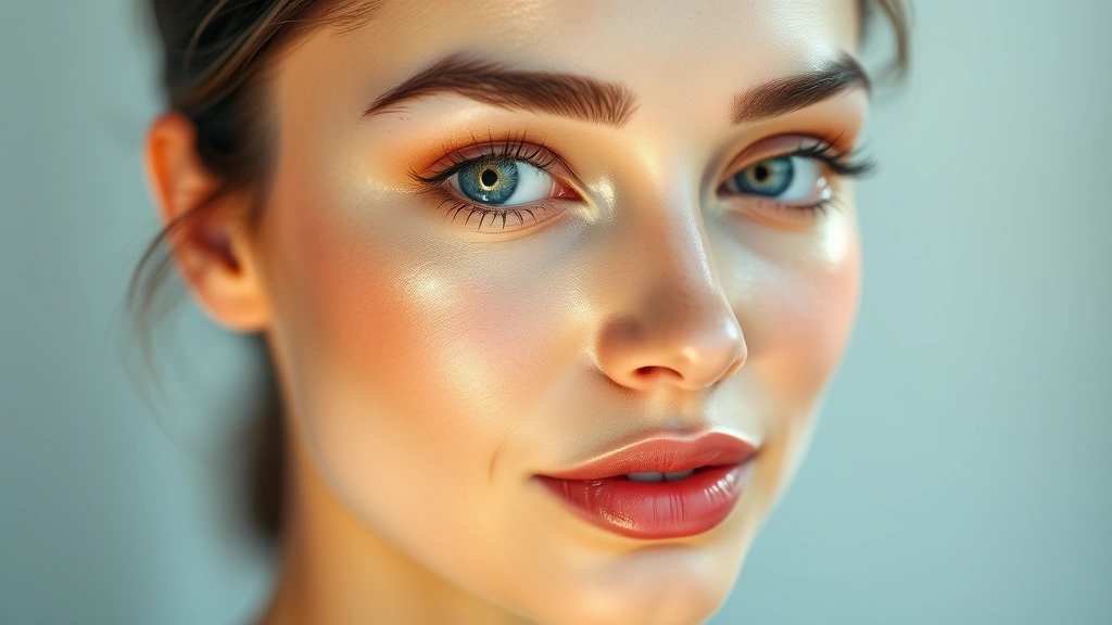 Beauty shot of glowing dewy glass skin finish with luminous highlighter on cheekbones and inner eye corners, fresh-faced makeup with radiant complexion and soft natural lighting