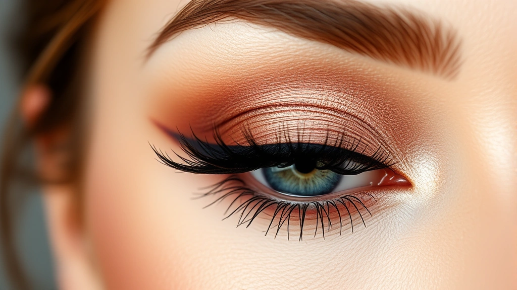Close-up of expertly blended eyeshadow using soft neutral tones with dimensional crease definition, showing professional makeup brush technique and seamless color transitions