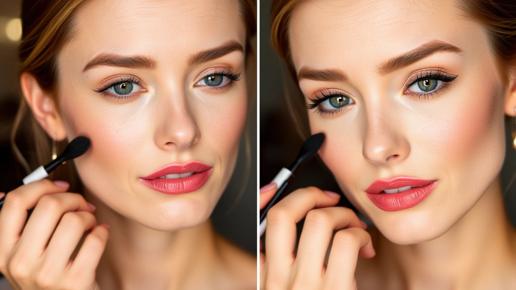 Professional makeup application showing flawless complexion with subtle contouring and highlighting, exemplifying polished, refined makeup aesthetic with natural-looking finish