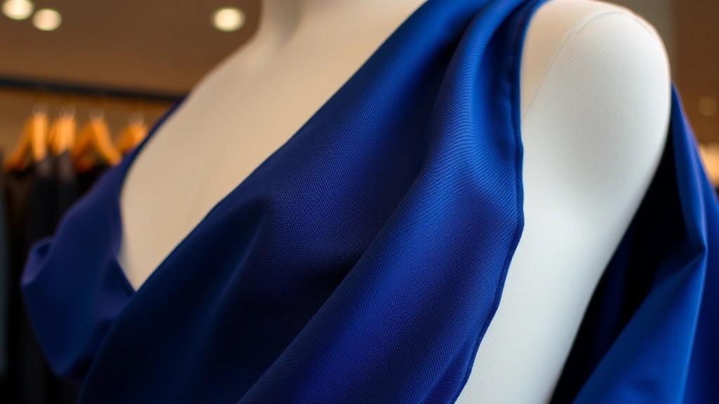 Close-up of luxury textile craftsmanship showing hand-stitched details and premium fabric draping on a mannequin, showcasing technical skill and meticulous tailoring artistry