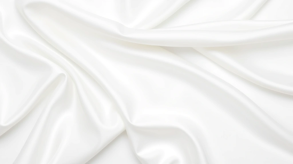 Overhead flat lay of white wedding dress fabric swatch showing the polyester-spandex blend material quality, luxurious satin sheen, professional product photography, clean white background